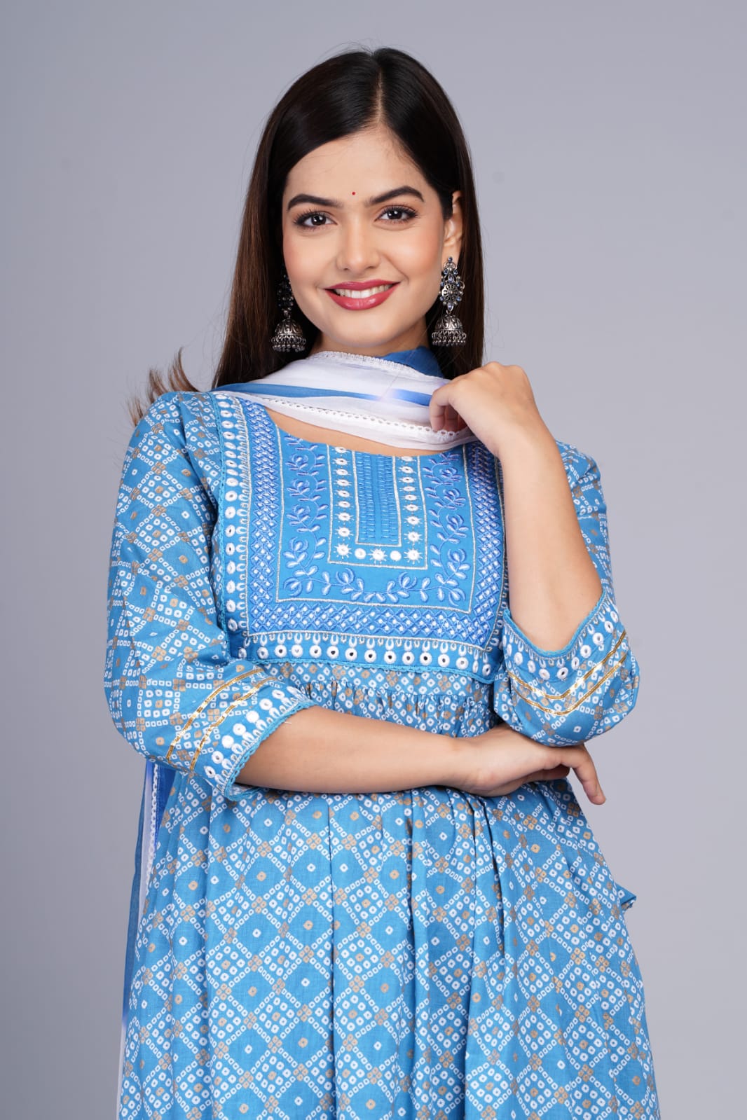 Beautiful Nyra Cut Kurti Pant Dupatta Set