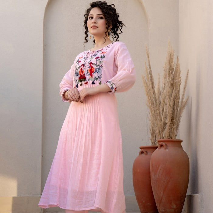 Pure Cotton Kurta Set With Intricate Embroidery And Modern Silhouette