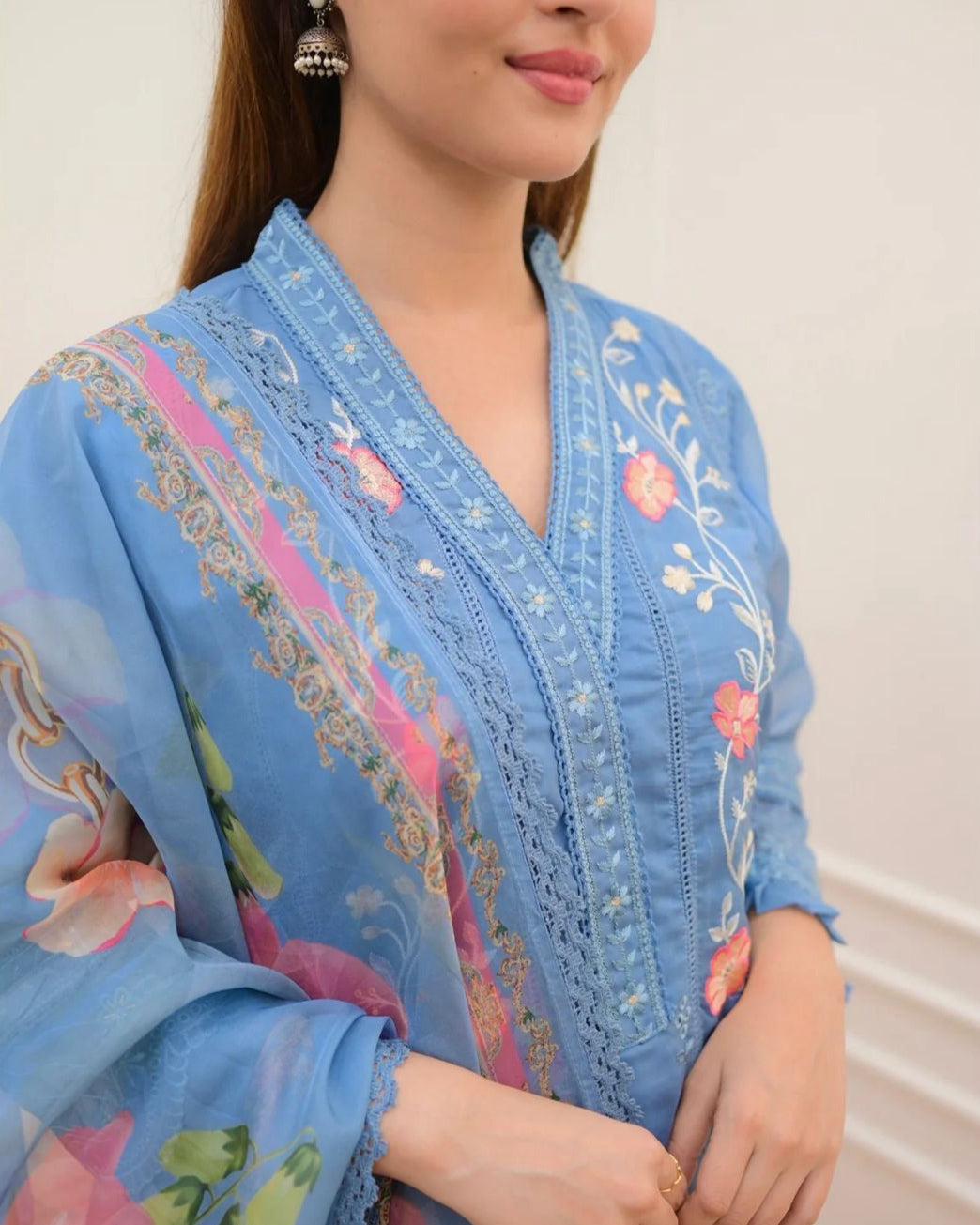 New Designer Party Wear Embroidered Top & Palazzo with Fancy Dupatta