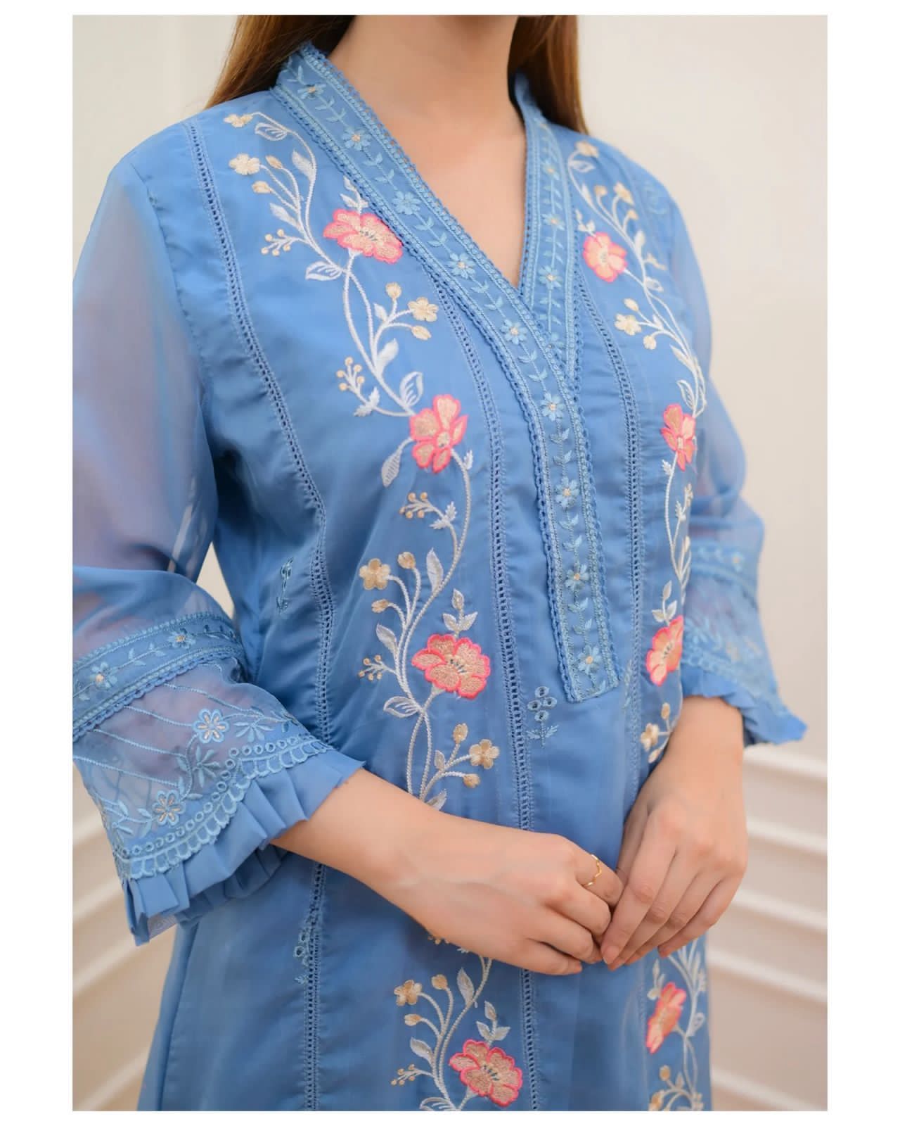 New Designer Party Wear Embroidered Top & Palazzo with Fancy Dupatta