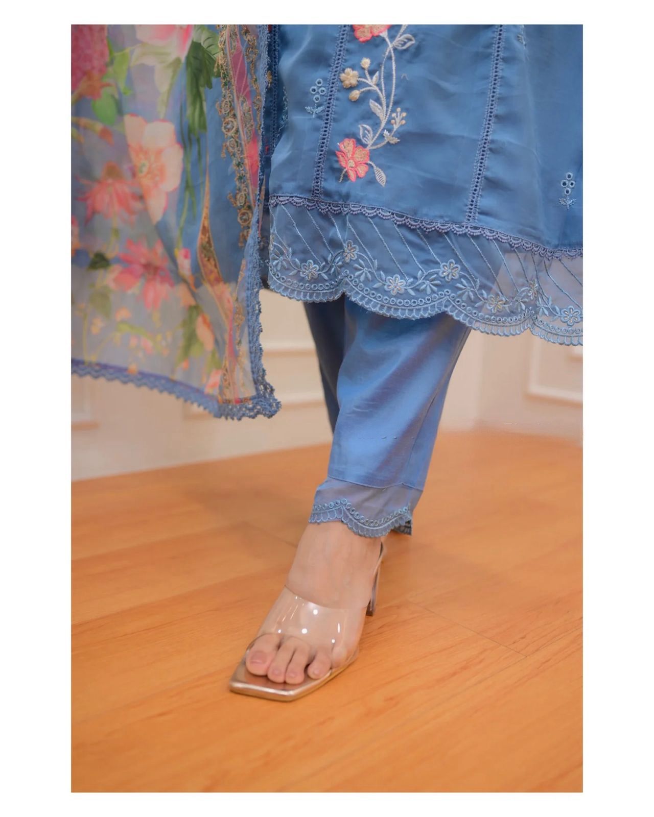 New Designer Party Wear Embroidered Top & Palazzo with Fancy Dupatta