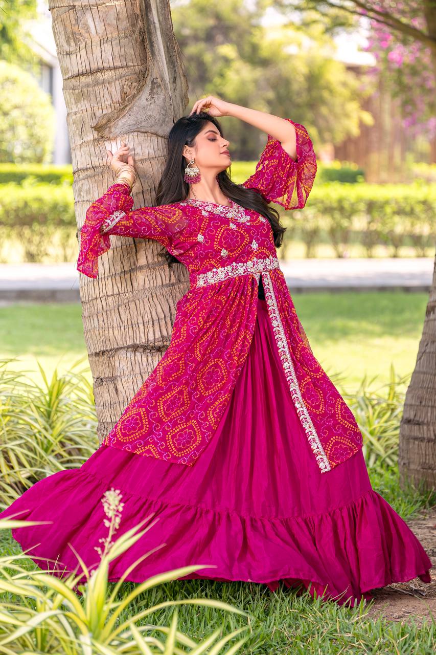 Choli With Attached Shrug & Lehenga