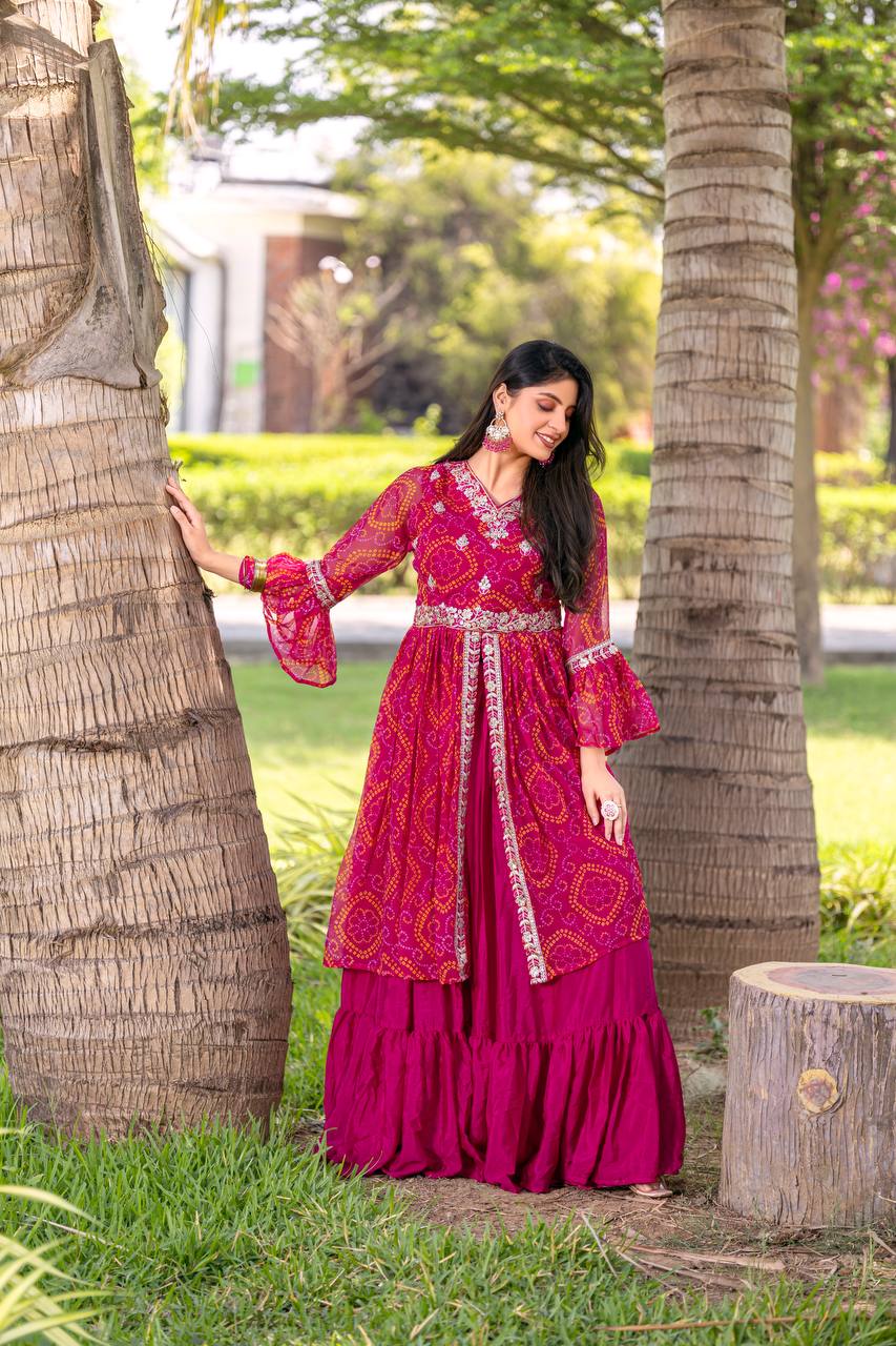Choli With Attached Shrug & Lehenga