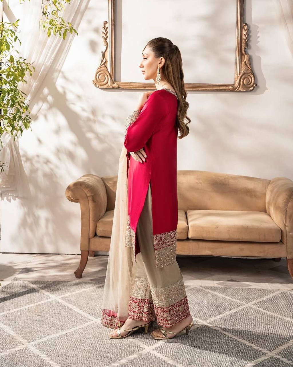 New Designer Pure Chinon Embroidered Top, Bottom & Dupatta Set