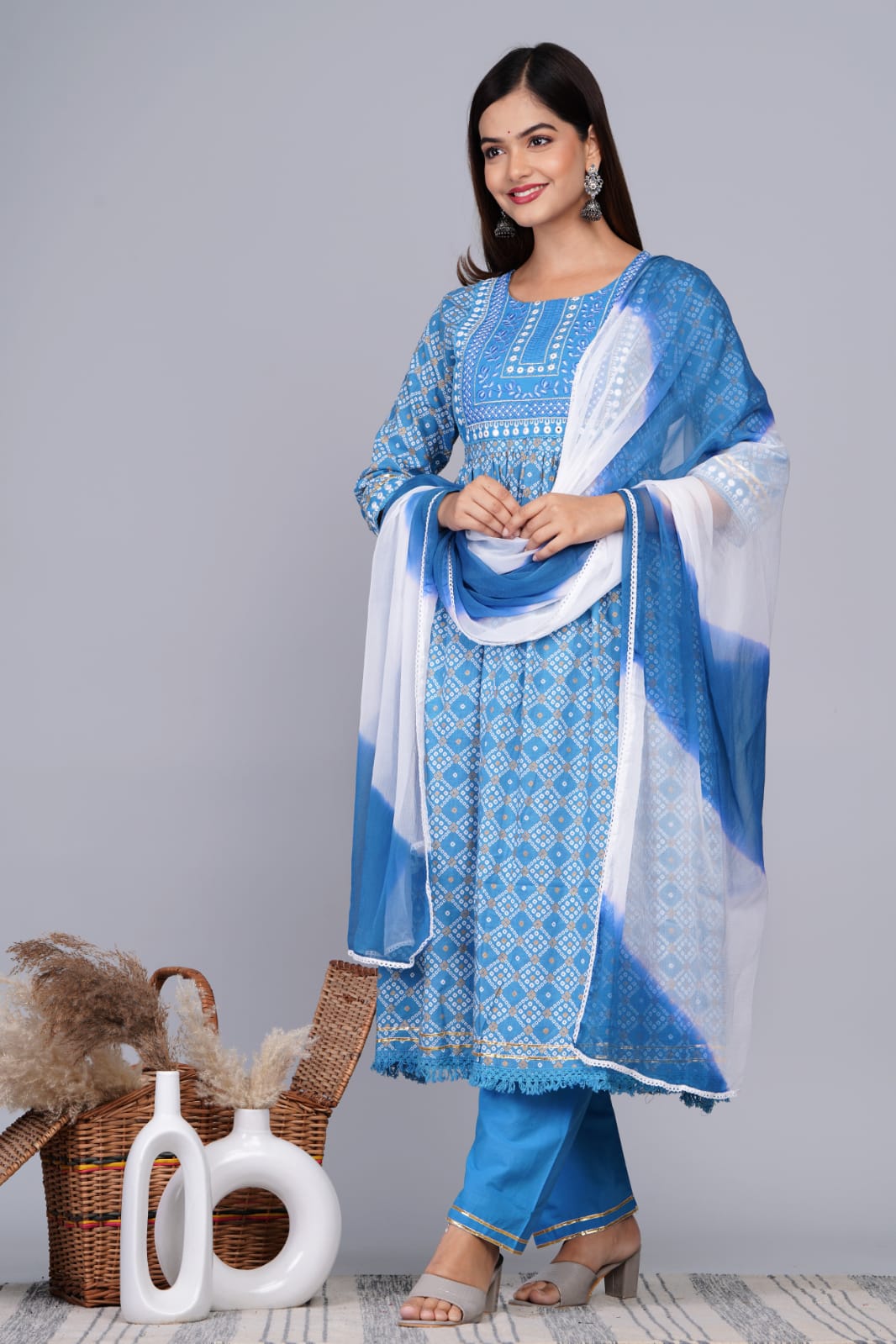 Beautiful Nyra Cut Kurti Pant Dupatta Set