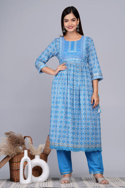 Beautiful Nyra Cut Kurti Pant Dupatta Set