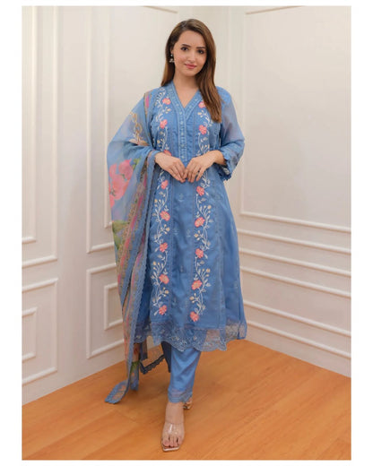 New Designer Party Wear Embroidered Top & Palazzo with Fancy Dupatta