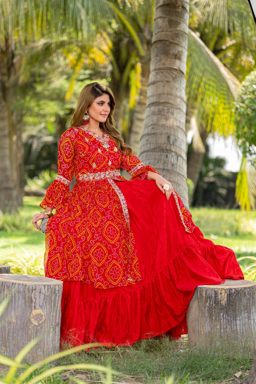 Choli With Attached Shrug & Lehenga