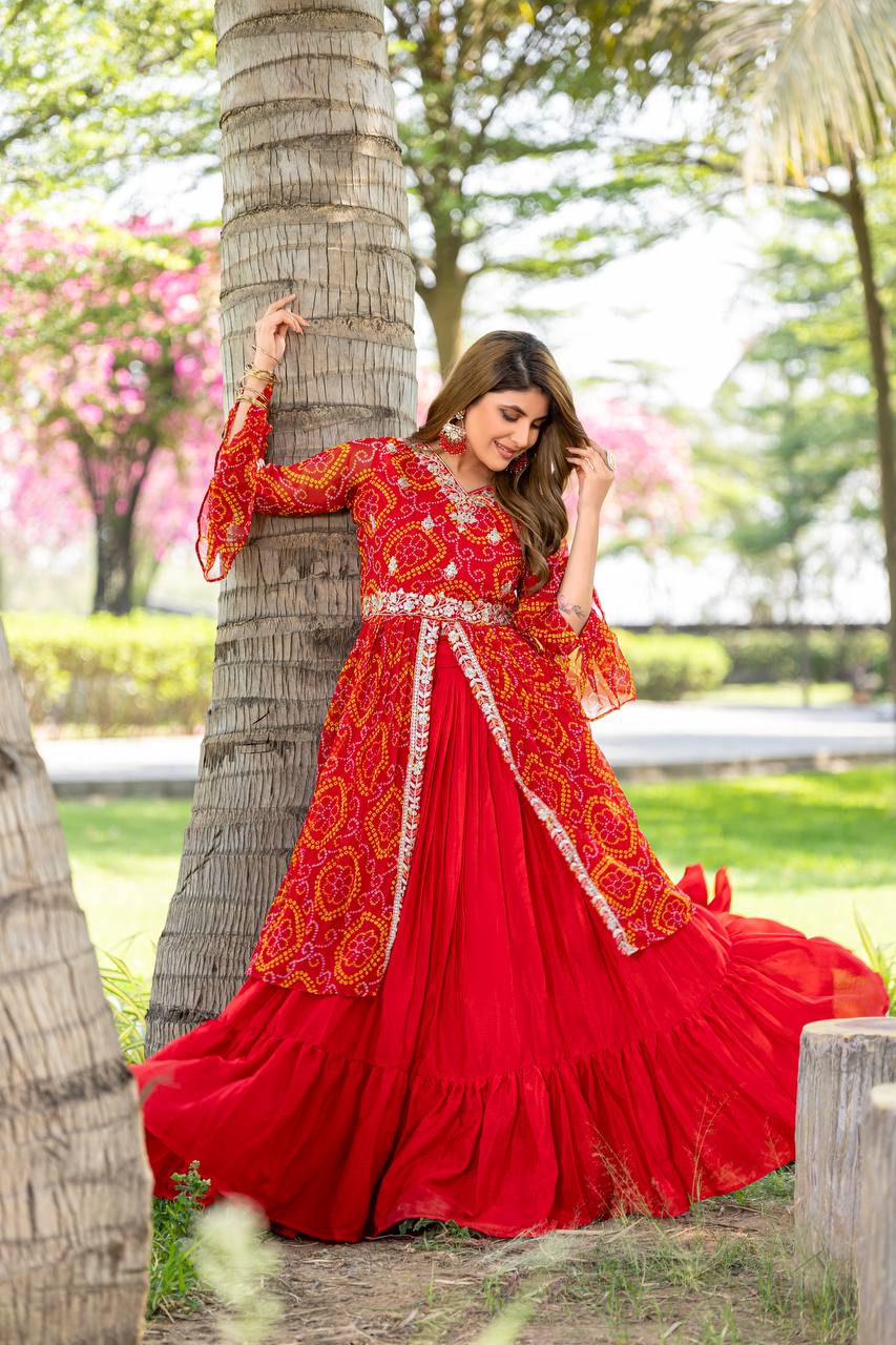 Choli With Attached Shrug & Lehenga
