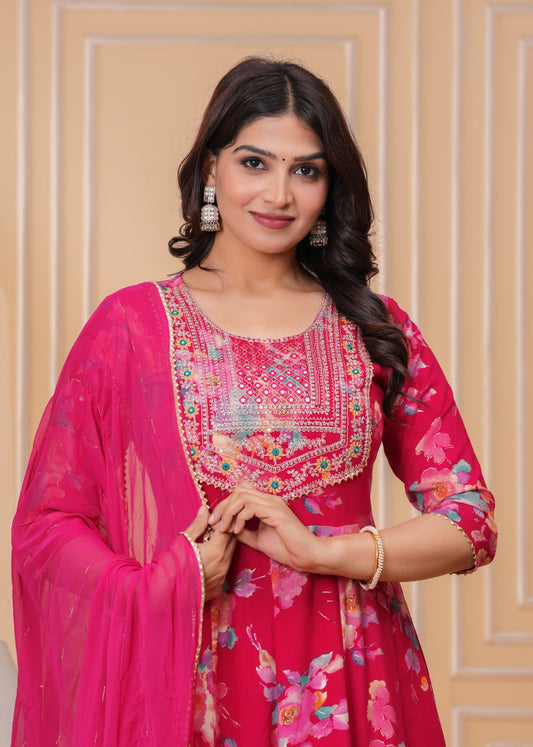 Heavy Embroidery Anarkali Set