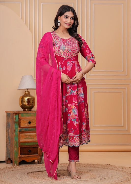 Heavy Embroidery Anarkali Set