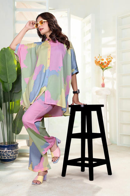 Soft Pastel Abstract Co-ord Set