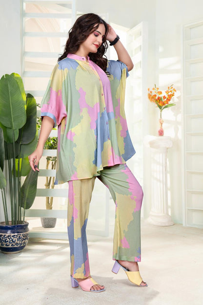 Soft Pastel Abstract Co-ord Set