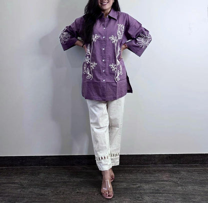 Trendy Cotton Women's Kurti And Pant Co ord Set