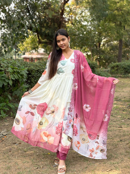 Trandy Beautiful Anarkali 3 Piece Set