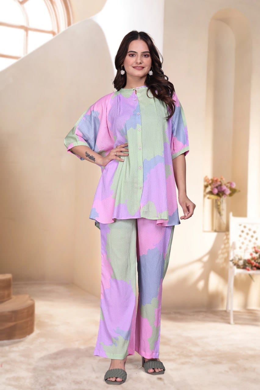 Soft Pastel Abstract Co-ord Set